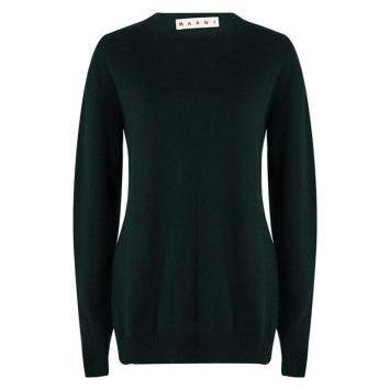 Pre Owned Marni Green Wool Long Sleeve High Low Sweater S