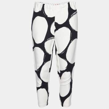 Pre Owned Marni Black/White Pebbles Print Crepe Cady Trousers S