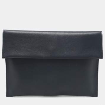 Pre Owned Marni Navy Blue Leather Flap Clutch