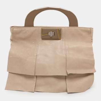 Pre Owned Marni Beige Leather Top Handle Bag