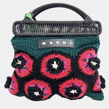Pre Owned Marni Multicolor Fabric Knit Market Bag