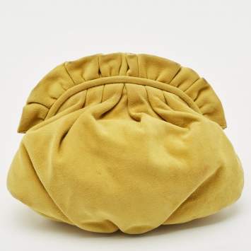 Pre Owned Marni Yellow Raffled Suede Pouch