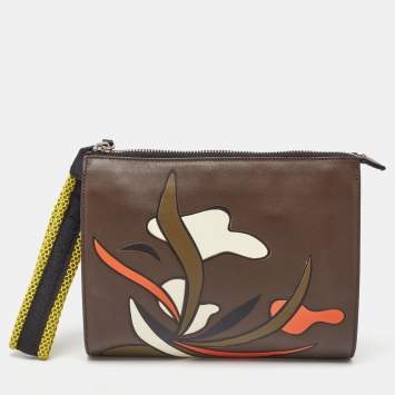 Marni Multicolor Leather Zip Wristlet Pouch