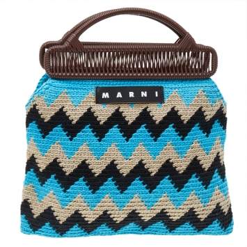 Pre Owned Marni Multicolor Fabric And PVC Crochet Market Frame Bag