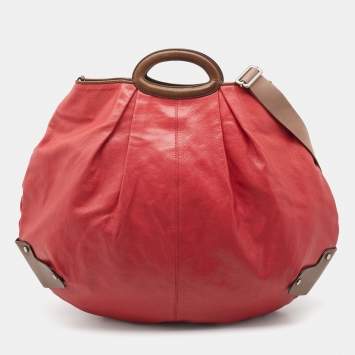 Pre Owned Marni Dark Coral Glaze Leather New Balloon Hobo