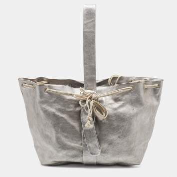 Pre Owned Marni Silver Leather Drawstring Shoulder Bag