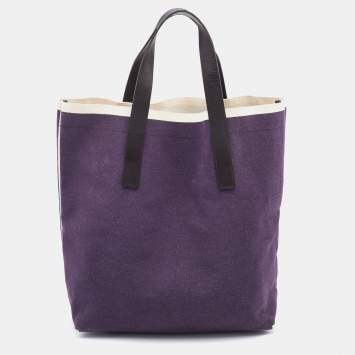 Pre Owned Marni Purple Canvas and Leather Tote