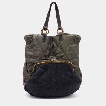 Pre Owned Marni Multicolor Fabric and Leather Tote