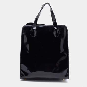 Pre Owned Marni Black/Brown Patent Leather Shopper Tote