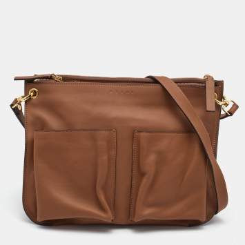 Pre Owned Marni Tan Leather Bandoleer Crossbody Bag