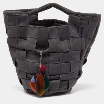Pre Owned Marni Grey Woven Canvas Bucket Bag