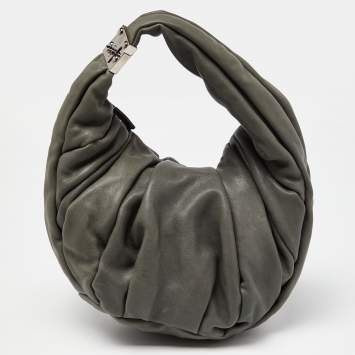 Pre Owned Marni Grey Pleated Leather Hobo