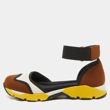 Pre Owned Marni Multicolor Neoprene and Mesh Cut Out Low Top Sneakers Size 38