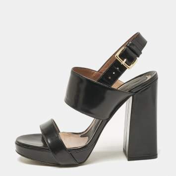 Marni Black Brushed Leather Platform Sandals Size 39