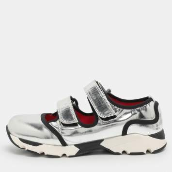 مملوكة مسبقًا حذاء رياضي مارني جلد فضي مقاس 37 منخفض من أعلى