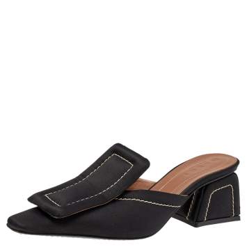 Pre Owned Marni Black Satin Mule Sandals Size 38
