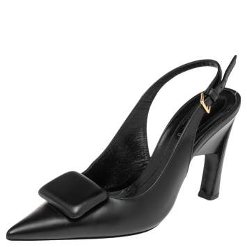 Pre Owned Marni Black Leather Slingback Sandals Size 40.5