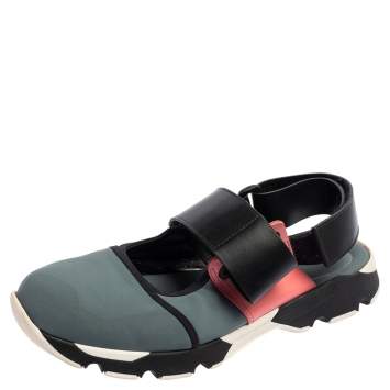 Pre Owned Marni Tri Color Neoprene and Leather Velcro Strap Sneaker Size 41
