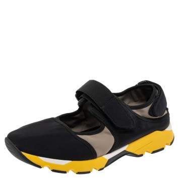 Pre Owned Marni Black Neoprene Scarpa Cutout Velcro Low Top Sneakers Size 41