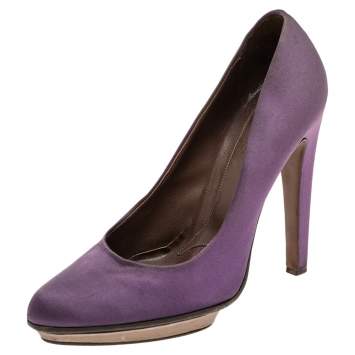 Pre Owned Marni Purple Satin Platform Pumps Size 40