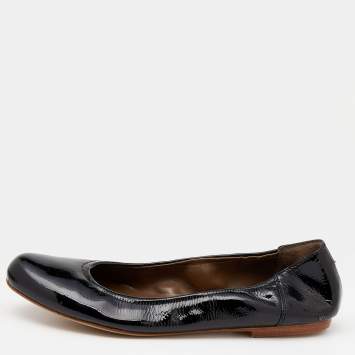 Pre Owned Marni Black Patent Leather Scrunch Ballet Flats Size 36