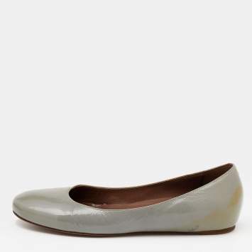 Pre Owned Marni Grey Patent Leather Ballet Flats Size 36.5