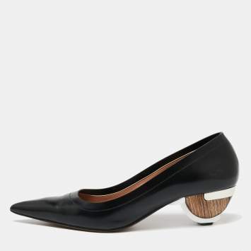 Pre Owned Marni Black Leather Pointed Toe Pumps Size 41