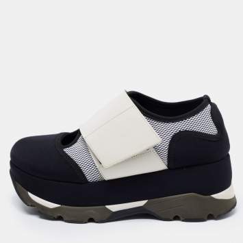 Pre Owned Marni Multicolored Neoprene and Leather Velcro Strap Sneakers Size 38