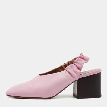 Pre Owned Marni Pink Leather Slingback Pumps Size 38