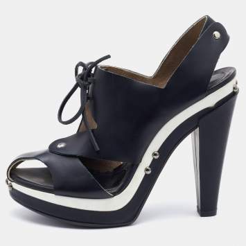 Pre Owned Marni Black Leather Platform Sandals Size 38