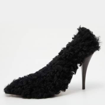 Pre Owned Marni Black Shearling Pumps Size 37