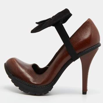 Pre Owned Marni Brown Leather Platform Pumps Size 40