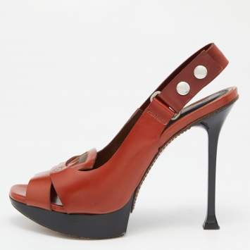 Pre Owned Marni Brown Leather Slingback Sandals Size 39