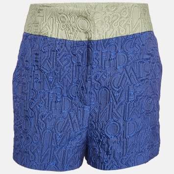 Mary Katrantzou Blue Alphabet Jacquard Safari Shorts M