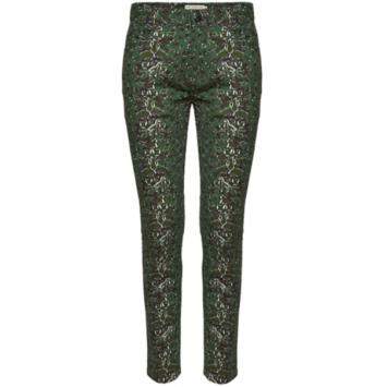 Pre Owned Mary Katrantzou Peacock Green Printed Skinny Jeans S