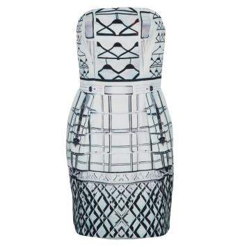 Pre Owned Mary Katrantzou Printed Strapless Dress M