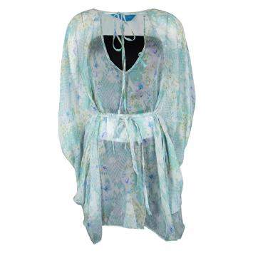 Pre Owned Mathew Williamson Multicolor Blossom Snake Mousseline Cold Shoulder Kaftan Silk Top S