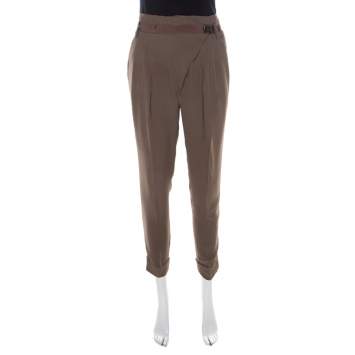 Pre Owned Matthew Williamson Mocha Brown Crepe Cuffed Trousers S