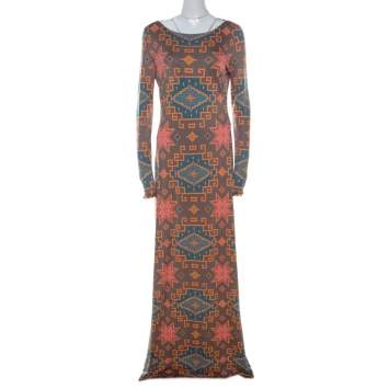 Pre Owned Matthew Williamson Multicolor Block Printed Silk Jersey Dress M 