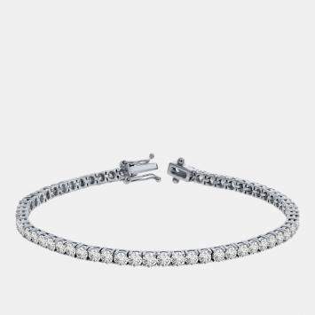 Pre Owned 2.5 cts Brilliant Cut Round Lab Grown Diamond 14K Solid White Gold 7" Tennis Bracelet