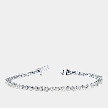 Pre Owned 2.00 cts Lab Grown Classic Diamond 14K Solid White Gold 3 Prong Tennis Bracelet