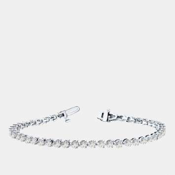 Pre Owned 3.00 cts Brilliant Round Cut Lab Grown Diamond 14K Solid White Gold 3 Prong 7" Tennis Bracelet