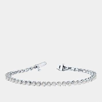 Pre Owned 4cts Lab Grown Diamond 14K White Gold 3-Prong 7" Tennis Bracelet