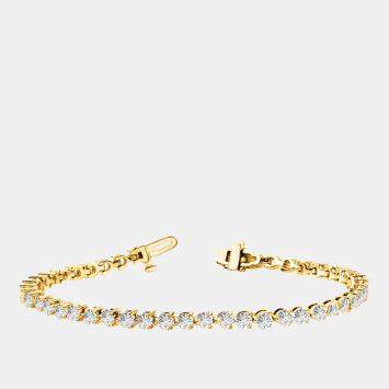 Pre Owned 4cts Lab Grown Diamond 14K Yellow Gold 3-Prong 7" Tennis Bracelet