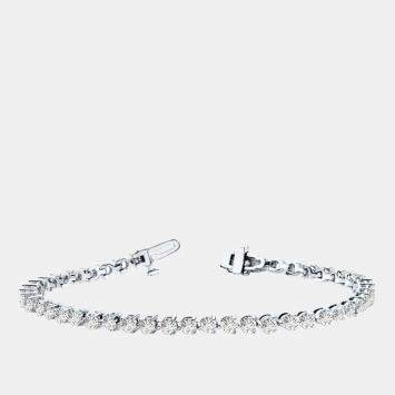 Pre Owned 5.00 cts Lab Grown Diamond 14K White Gold 3-Prong 7" Tennis Bracelet