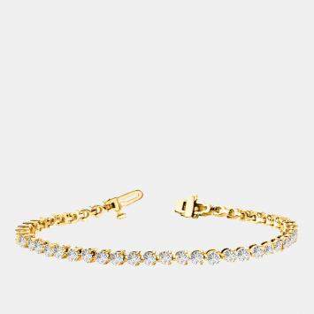 Pre Owned 5.00 cts Lab Grown Diamond 14K Yellow Gold 3-Prong 7" Tennis Bracelet
