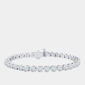 Pre Owned 7.00cts Lab Grown Diamond 14K White Gold 3-Prong tennis Bracelet