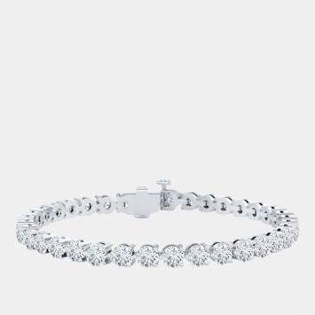 Pre Owned 8.00 cts Brilliant Cut Lab Grown Diamond 14K White Gold 3 Prong Tennis Bracelet