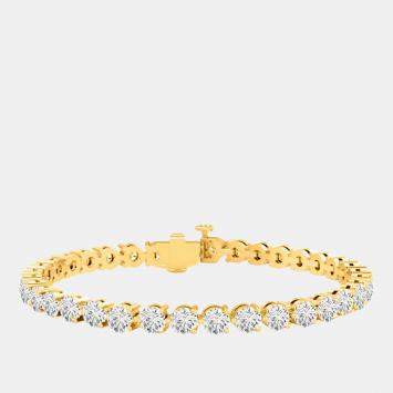 Pre Owned 8.00 cts Brilliant Cut Lab Grown Diamond 14K Yellow Gold 3 Prong Tennis Bracelet