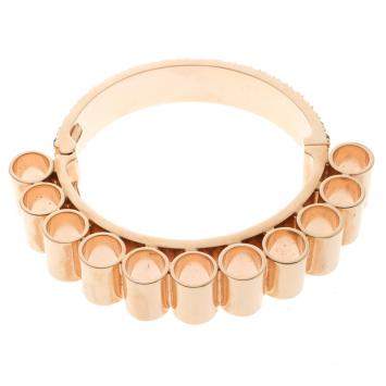 Pre Owned Mawi Retrospective Embedded Crystal Rose Gold Plated Tube Cuff Bracelet 19cm